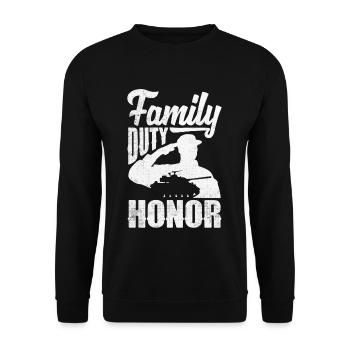 Family Duty Honor Father's Day - Unisex Pullover - Schwarz - Vorne - Alina (178cm) & Michal (187cm)