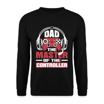 Dad The Master Of The Controller Fathers Day Gamer - Unisex Pullover - Schwarz - Vorne - Alina (178cm) & Michal (187cm)