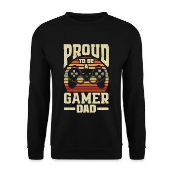 Proud To Be A Gamer Dad Fathers Day Gamer - Unisex Pullover - Schwarz - Vorne - Alina (178cm) & Michal (187cm)