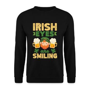 Irish Eyes Are Smiling St Patricks Day Shamrock - Unisex Pullover - Schwarz - Vorne - Alina (178cm) & Michal (187cm)