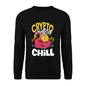 Crypto And Chill Cryptocurrency BTC - Unisex Pullover - Schwarz - Vorne - Alina (178cm) & Michal (187cm)