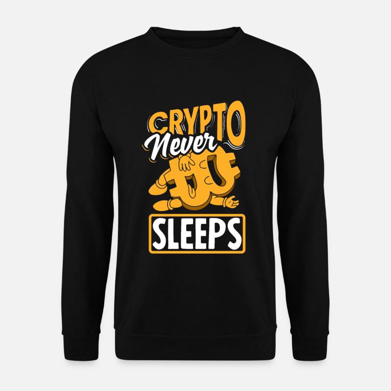 Crypto Never Sleeps Cryptocurrency BTC - Unisex Pullover - Schwarz