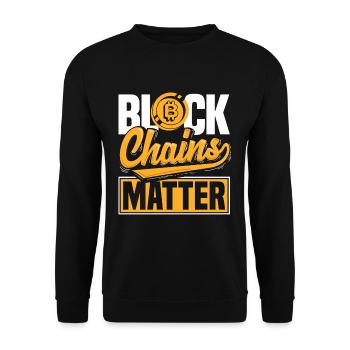 Block Chains Matter Cryptocurrency BTC - Unisex Pullover - Schwarz - Vorne - Alina (178cm) & Michal (187cm)