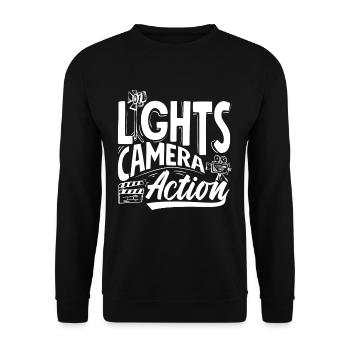 Lights Camera Action Filmmaker - Unisex Sweatshirt - black - Front - Alina (178cm) & Michal (187cm)