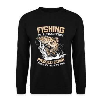 Fishing Dad Father and Son Ocean Father's Day - Unisex Pullover - Schwarz - Vorne - Alina (178cm) & Michal (187cm)