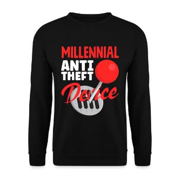 Auto Racing Mechanic Manual Millenial Anti Theft - Unisex Pullover - Schwarz - Vorne - Alina (178cm) & Michal (187cm)