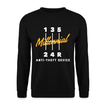 Auto Racing Mechanic Manual Millenial Anti Theft - Unisex Pullover - Schwarz - Vorne - Alina (178cm) & Michal (187cm)