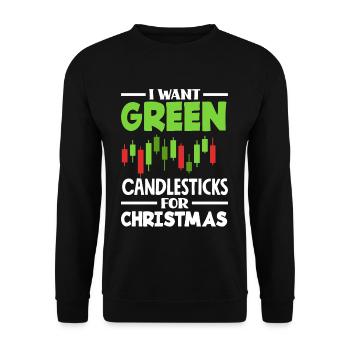 Je veux des chandeliers verts pour l’investisseur de Noël - Sweat-shirt Unisexe - noir - Devant - Alina (178cm) & Michal (187cm)