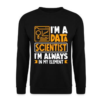 I'm Data Scientist I'm Always In My Element - Unisex Pullover - Schwarz - Vorne - Alina (178cm) & Michal (187cm)