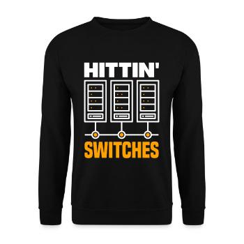Hittin' Switches Network Admin - Unisex Sweatshirt - black - Front - Alina (178cm) & Michal (187cm)