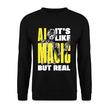 Ai c’est comme de la magie mais de l’informatique réelle - Sweat-shirt Unisexe - noir - Devant - Alina (178cm) & Michal (187cm)