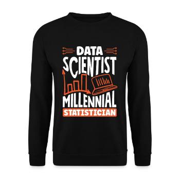 Data Scientist Millennial Statisticien - Sweat-shirt Unisexe - noir - Devant - Alina (178cm) & Michal (187cm)