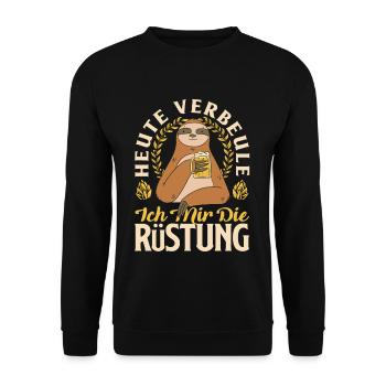 Heute verbeule ich mir die Rüstung Biertrinker & - Unisex Pullover - Schwarz - Vorne - Alina (178cm) & Michal (187cm)