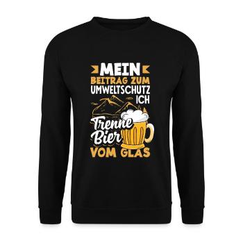 Mein Beitrag zum Umweltschutz - Ich trenne Bier - Unisex Pullover - Schwarz - Vorne - Alina (178cm) & Michal (187cm)