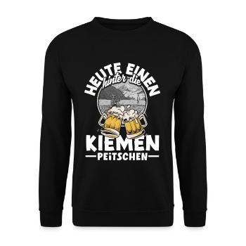Heute einen hinter die Kiemen peitschen Bier - Unisex Pullover - Schwarz - Vorne - Alina (178cm) & Michal (187cm)