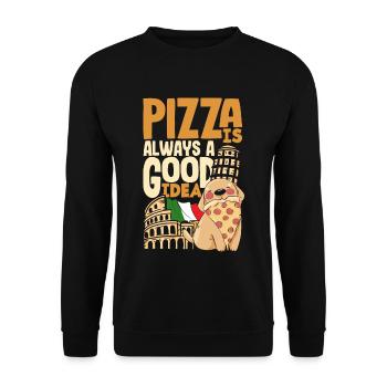 Pizza is always a good idea - Unisex Pullover - Schwarz - Vorne - Alina (178cm) & Michal (187cm)