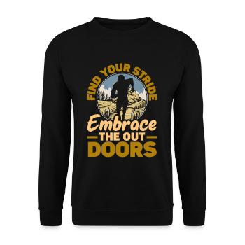 Find your stride embrace the outdoors - Unisex Pullover - Schwarz - Vorne - Alina (178cm) & Michal (187cm)