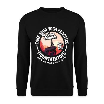 Take your yoga practice to new heights in - Unisex Pullover - Schwarz - Vorne - Alina (178cm) & Michal (187cm)