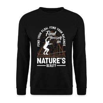 Find your flow, find your balance, find yourself - Unisex Sweatshirt - black - Front - Alina (178cm) & Michal (187cm)