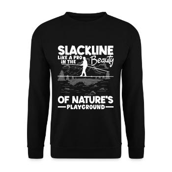 Slackline like a pro, in the beauty of nature's - Unisex Sweatshirt - black - Front - Alina (178cm) & Michal (187cm)