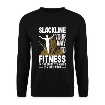 Slackline your way to fitness, in the most - Unisex Sweatshirt - black - Front - Alina (178cm) & Michal (187cm)