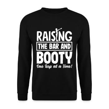 Raising the Bar and Booty, One Rep at a Time - Unisex Pullover - Schwarz - Vorne - Alina (178cm) & Michal (187cm)