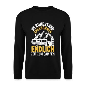 Im Ruhestand angekommen - endlich Zeit zum Campen - Unisex Pullover - Schwarz - Vorne - Alina (178cm) & Michal (187cm)