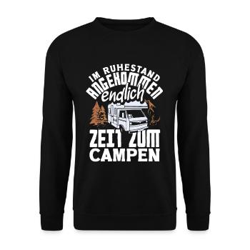 Im Ruhestand angekommen - endlich Zeit zum Campen - Unisex Pullover - Schwarz - Vorne - Alina (178cm) & Michal (187cm)