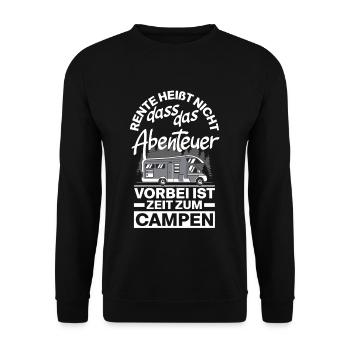 Rente heißt Zeit zum Campen - Unisex Pullover - Schwarz - Vorne - Alina (178cm) & Michal (187cm)