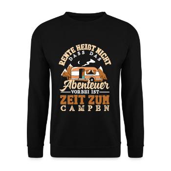 Rente heißt Zeit zum Campen - Unisex Pullover - Schwarz - Vorne - Alina (178cm) & Michal (187cm)