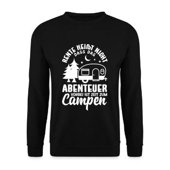 Rente heißt Zeit zum Campen - Unisex Pullover - Schwarz - Vorne - Alina (178cm) & Michal (187cm)