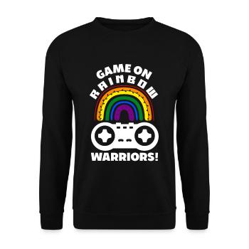 Game on, rainbow warriors! Gay Lesbian Pride - Unisex Pullover - Schwarz - Vorne - Alina (178cm) & Michal (187cm)