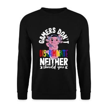 Gamers don't discriminate - neither should you - Unisex Sweatshirt - black - Front - Alina (178cm) & Michal (187cm)