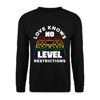 Love knows no level restrictions LGBTQ+ Gamer - Unisex Pullover - Schwarz - Vorne - Alina (178cm) & Michal (187cm)