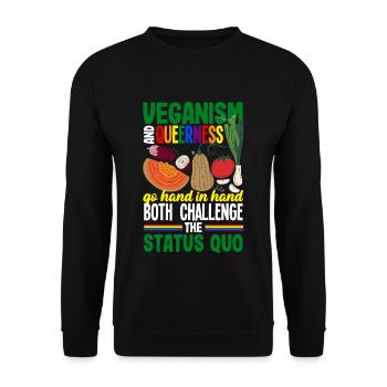 Veganism and queerness go hand in hand - Unisex Pullover - Schwarz - Vorne - Alina (178cm) & Michal (187cm)