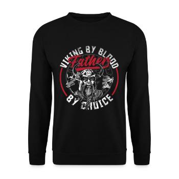 Viking by Blood, Father by Choice Father's Day - Unisex Pullover - Schwarz - Vorne - Alina (178cm) & Michal (187cm)