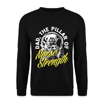 Dad the Pillar of Norse Strength Father's Day - Unisex Sweatshirt - black - Front - Alina (178cm) & Michal (187cm)