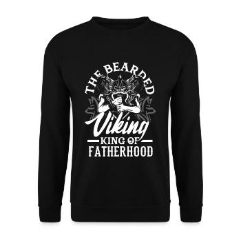The Bearded Viking King of Fatherhood Father's Day - Unisex Sweatshirt - black - Front - Alina (178cm) & Michal (187cm)