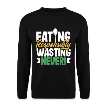 Eating Responsibly, Wasting Never! Mindful - Unisex Pullover - Schwarz - Vorne - Alina (178cm) & Michal (187cm)