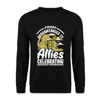 From Acquaintances to Allies Celebrating Growth - Unisex Pullover - Schwarz - Vorne - Alina (178cm) & Michal (187cm)