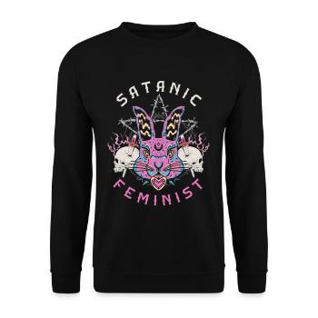 Satanique Féministe Lucifer Gothique Occulte Halloween - Sweat-shirt Unisexe - noir - Devant - Alina (178cm) & Michal (187cm)