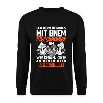 Pilzsammler Pilze sammeln Schwammerlsuche - Unisex Pullover - Schwarz - Vorne - Alina (178cm) & Michal (187cm)