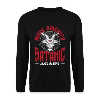 Satan Make America Satanic Again Occult - Unisex Sweatshirt - black - Front - Alina (178cm) & Michal (187cm)