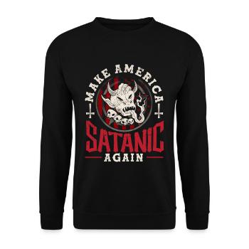 Satan Make America Satanic Again Occult - Unisex Sweatshirt - black - Front - Alina (178cm) & Michal (187cm)
