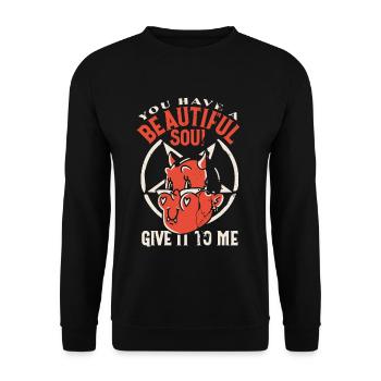 Satan Tu as une belle âme Donnez-le-moi - Sweat-shirt Unisexe - noir - Devant - Alina (178cm) & Michal (187cm)