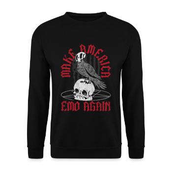 Emoticon Make America Emo Again Emocore Aesthetic - Unisex Pullover - Schwarz - Vorne - Alina (178cm) & Michal (187cm)