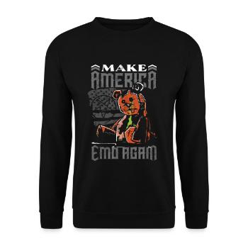 Emoticon Make America Emo Again Emocore Aesthetic - Unisex Pullover - Schwarz - Vorne - Alina (178cm) & Michal (187cm)