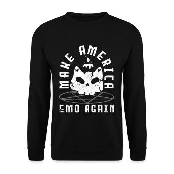 Emoticon Make America Emo Again Emocore Aesthetic - Unisex Pullover - Schwarz - Vorne - Alina (178cm) & Michal (187cm)
