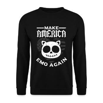 Emoticon Make America Emo Again Emocore Aesthetic - Unisex Pullover - Schwarz - Vorne - Alina (178cm) & Michal (187cm)