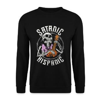 Satanic Hispanic Pentagram Mexican Occult Baphomet - Unisex Pullover - Schwarz - Vorne - Alina (178cm) & Michal (187cm)